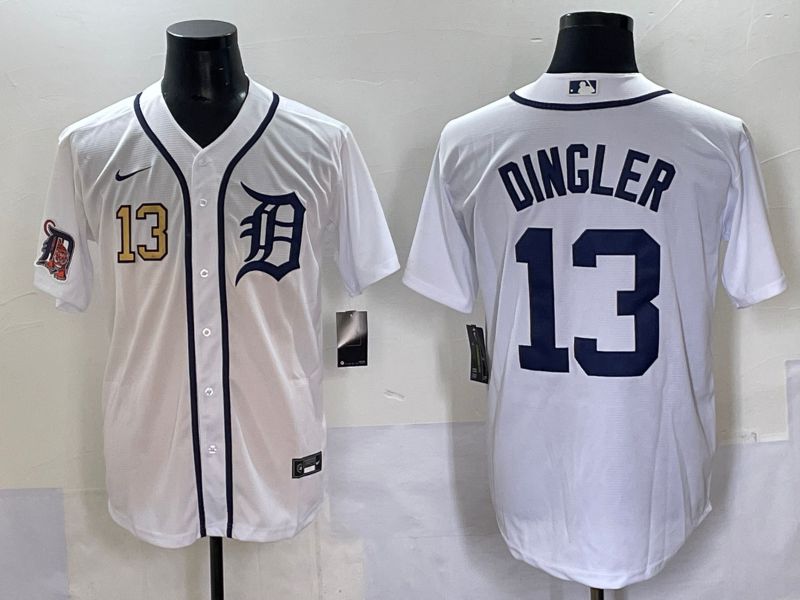 Men 2025 Detroit Tigers #13 Dingler White Game Nike MLB Jersey style 7